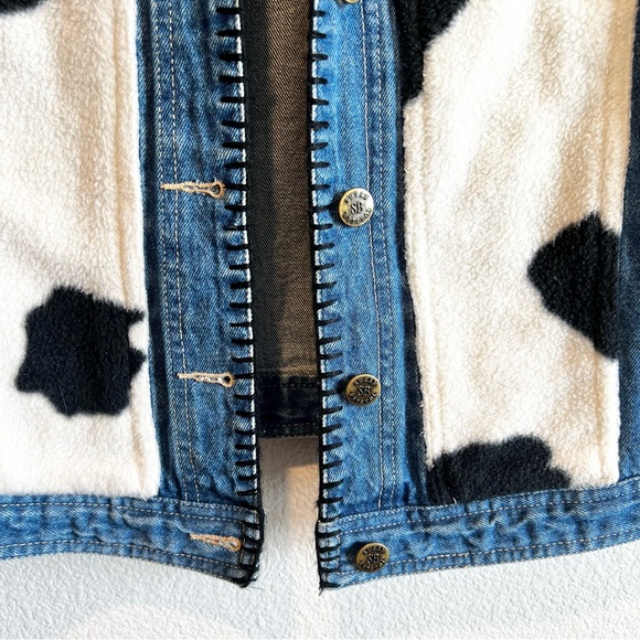 Susan Bristol Denim Vest Cow Fleece Medium Rodeo Westernwear Texas Casual EUC - Picture 3 of 8